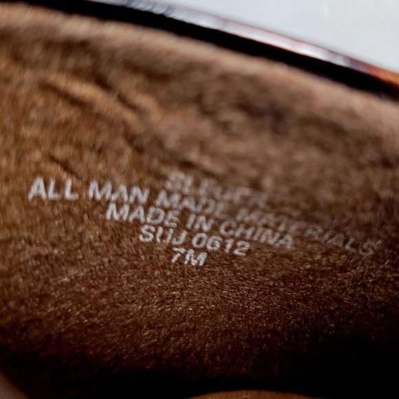 Sam & Libby Brown/Gold Patent Tortoise Peep Toe Pumps size 7 - Picture 7 of 8